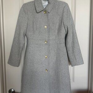 J.Crew Lady Day Gray Wool Coat Gold Buttons Size 0